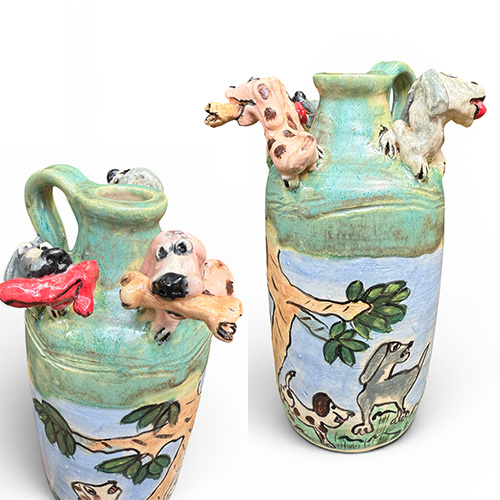 Carolyn Simmons 8" Story Jug, Dog Days of Summer DP6211 SOLD